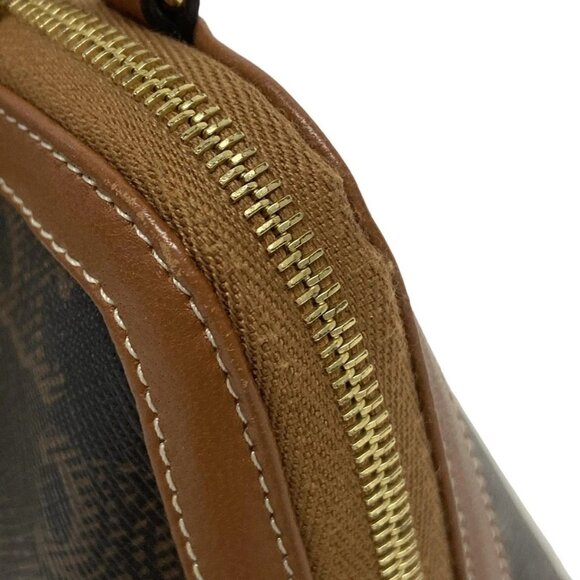 Auth CELINE Clutch with Chain 10E382CBX.04LU Black Dark Brown Triomphe Canvas - - Picture 13 of 16
